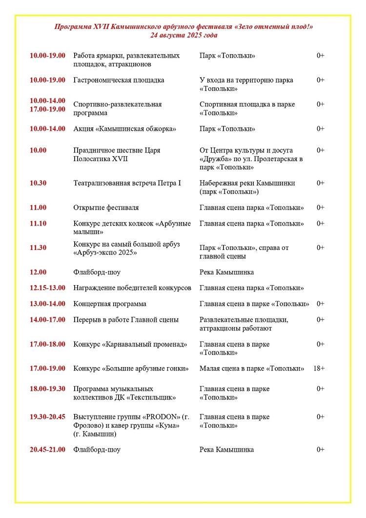 Завтра в Камышине состоится Арбузный фестиваль. в Волжском, 23.08.2025 в 21:30