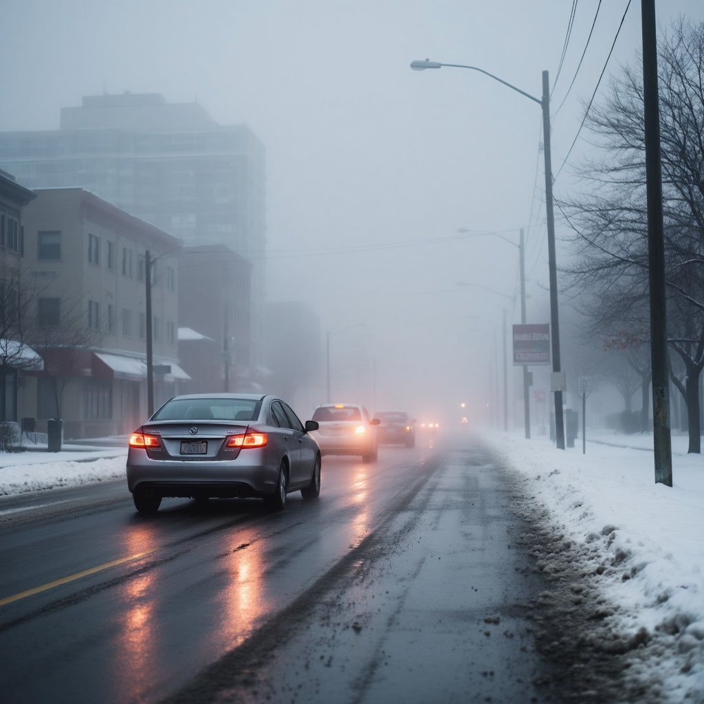 Осторожно! На дорогах густой туман и возможна гололедица. в Волжском, 08.01.2026 в 10:30