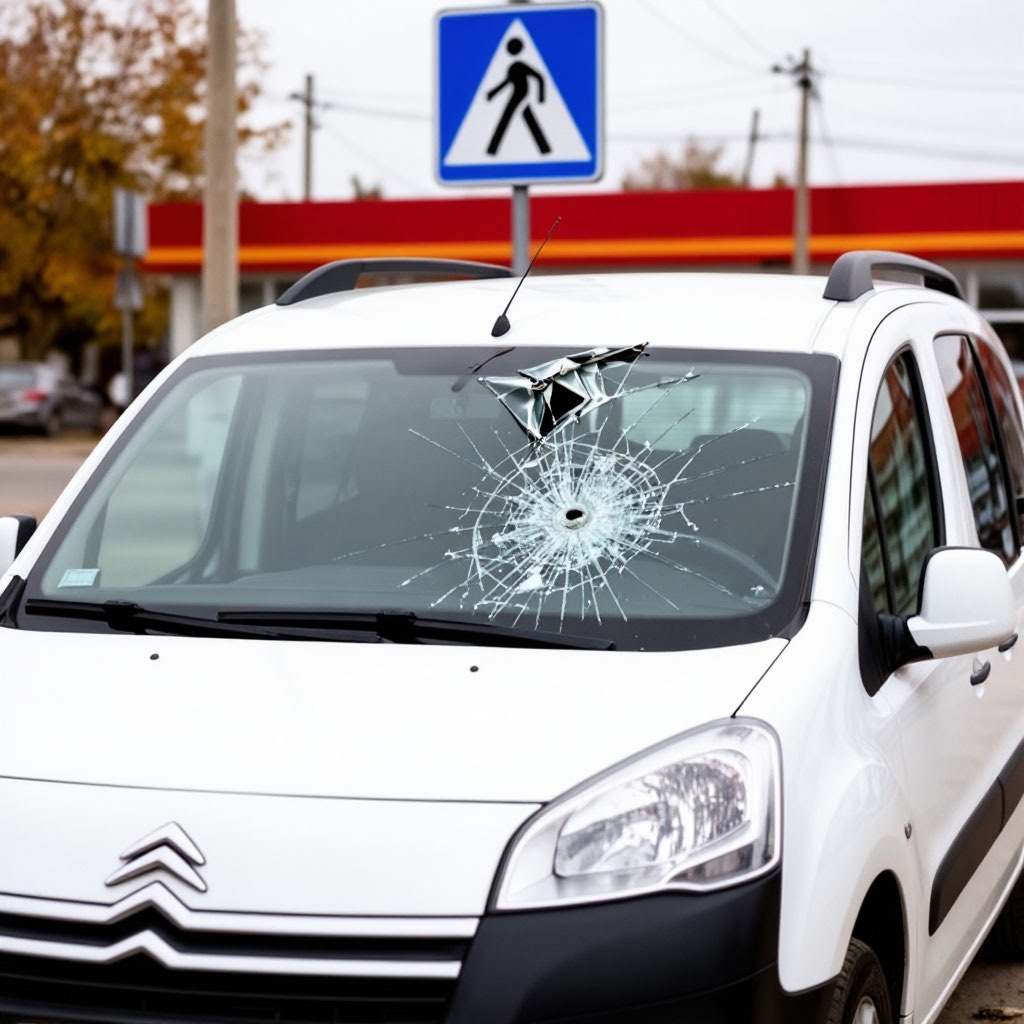 ❗Ветер сыграл злую шутку: дорожный знак пробил крышу автомобиля в Волгоградской области! в Волжском, 18.03.2026 в 08:00